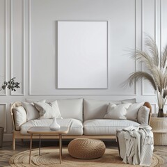 Modern home interior with comfortable sofa and stylish furniture design