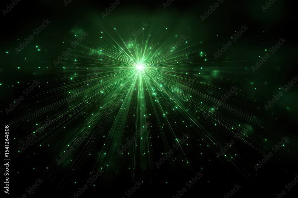 Leinwandbilder 3d led panel with green nebula radiating lights, adding a dynamic and tech-forward visual effect.