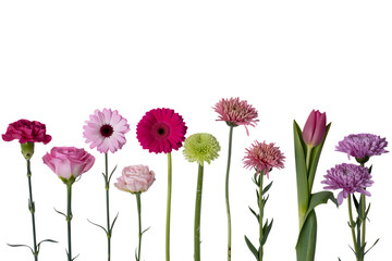 Pink and purple flowers isolated on transparent background