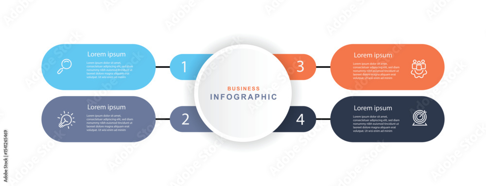 Poster business template presentation. management planning concept. 4 step process infographic vector eleme