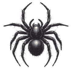 Spider Halloween creepy theme black spider cartoon minimal style isolated on transparent background