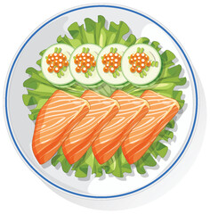 Fresh Salmon Sashimi with Cucumber and Lettuce