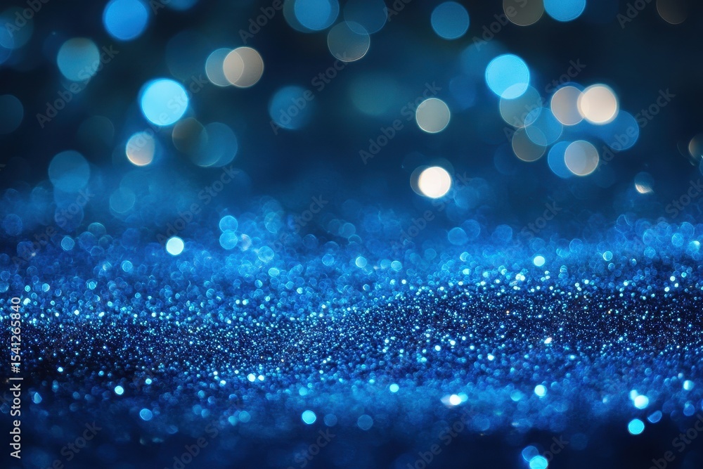 Poster overhead view of shimmering blue spark glitter lights creating a magical atmosphere, overhead perspe