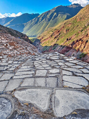 Salinas de Maras, Peru. natural salt mine. Inca Salt pans at Maras, near Cuzco in Sacred Valley