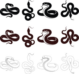 Black Mamba Snake Vector Illustration – Realistic Reptile in Striking Pose