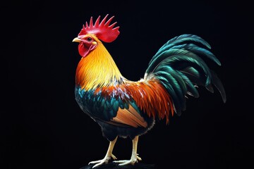 Fototapeta premium Vibrant rooster showcasing stunning feathers in seamless timelapse, very beautiful rooster seamless ing time lapse virtual Photo Background