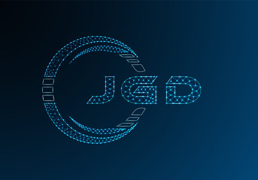 JGD low poly letter logo vector design. JGD lower poly logo design. Low poly logo.