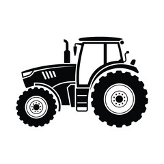Modern farm tractor icon black silhouette