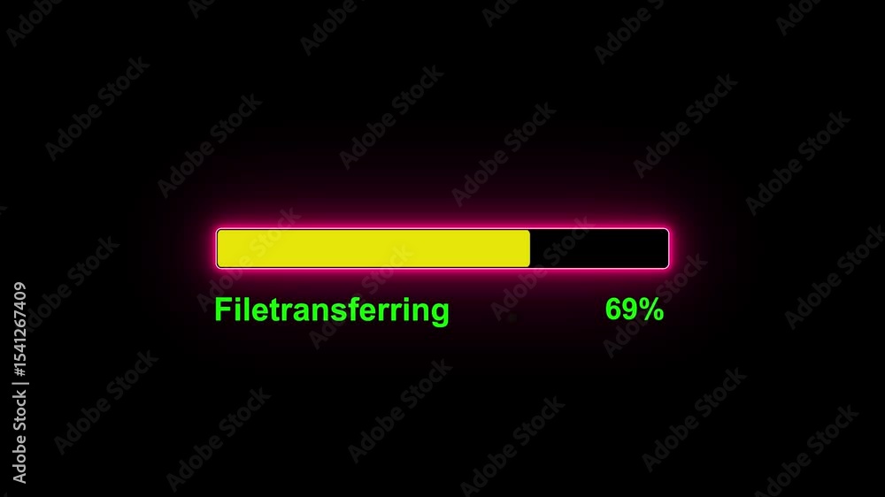 Aufkleber file transferring bar animation. neon 100% bar motion graphics. glowing progress bar indicator. abst