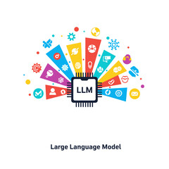 Conceptual vector illustrations of large-scale language models (LLM).