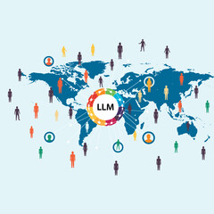 Conceptual vector illustrations of large-scale language models (LLM).