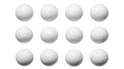 Twelve Golf Balls on transparent   Background Perfect for Sports Designs