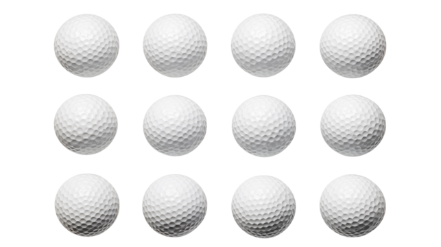 Twelve Golf Balls on transparent   Background Perfect for Sports Designs - Powered by Adobe