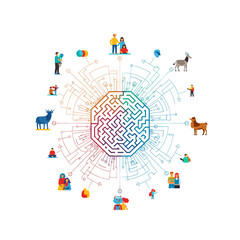 Conceptual vector illustrations of large-scale language models (LLM).
