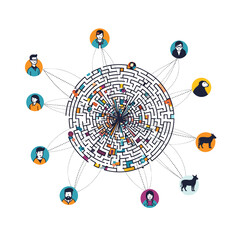 Conceptual vector illustrations of large-scale language models (LLM).