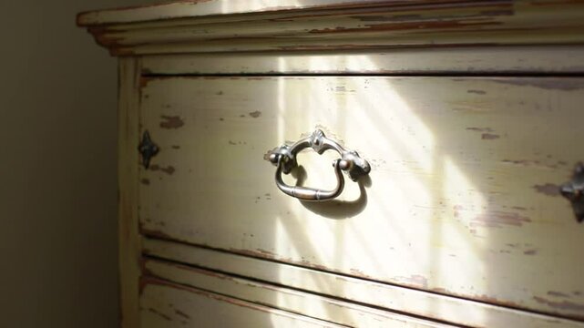 Vintage Dresser In Natural Light Detailed Footage Close Up