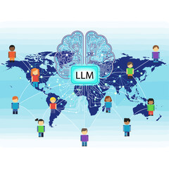 Conceptual vector illustrations of large-scale language models (LLM).
