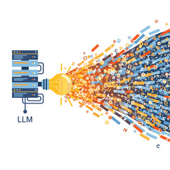 Conceptual vector illustrations of large-scale language models (LLM).