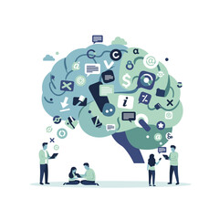 Conceptual vector illustrations of large-scale language models (LLM).