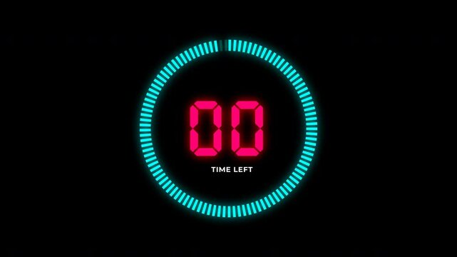 Dramatic Countdown Display Features The Number Five to zero In Glowing Pink Digital Font Amid Dark Backdrop