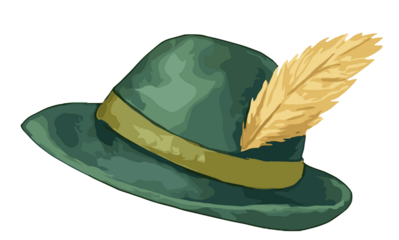 Green Bavarian hat with feather, representing Octoberfest traditions
