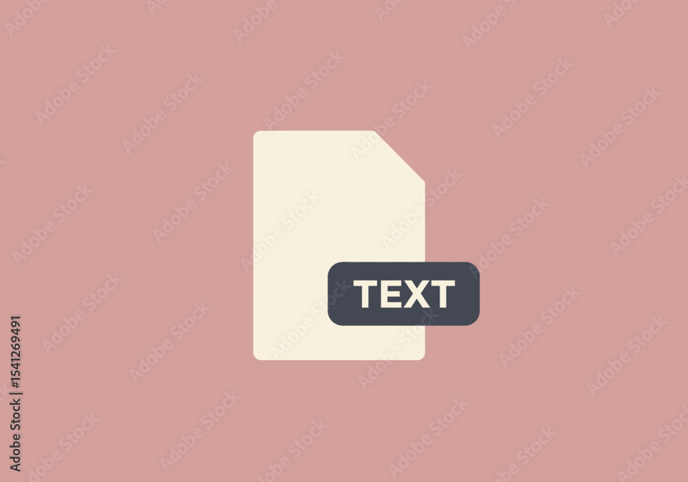 Poster a beige file icon with a folded corner overlaid by a dark gray tag that reads text on a pink backgro