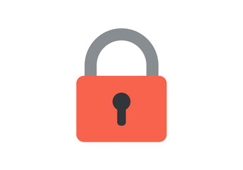 A red padlock with a gray shackle facing forward against a plain white background
