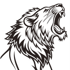 Fototapeta premium Vector illustration of a majestic black and white lion head, perfect for a tribal tattoo design or animal mascot logo