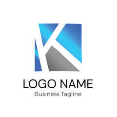 Logo K Blue Business Design Template