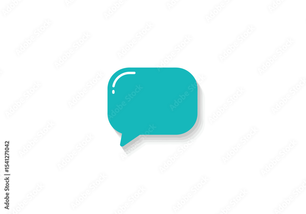 Aufkleber teal speech bubble rounded with a light sheen on a white background casting a subtle shadow