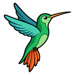 Hummingbird in Flight art vector white background