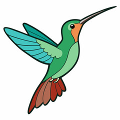 Hummingbird in Flight art vector white background