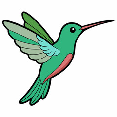 Hummingbird in Flight art vector white background