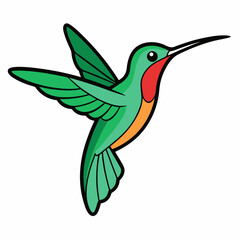 Hummingbird in Flight art vector white background