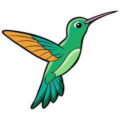 Hummingbird in Flight art vector white background