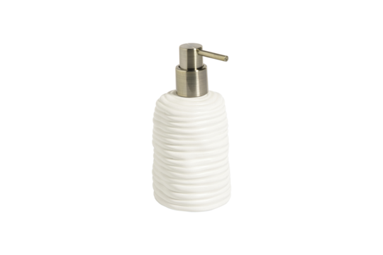 White ceramic soap dispenser isolated on transparent background