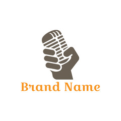 Hand holding a microphone or light bulb icon vector illustration, a symbol of idea and power