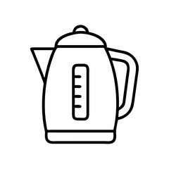 Obraz premium Electric kettle icon in minimalist design, black outline, transparent background