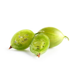 Fresh gooseberries on white background