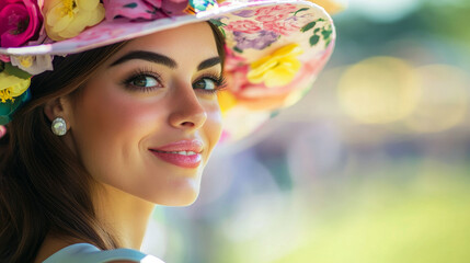 Stylish woman at Royal Ascot in vibrant floral attire
