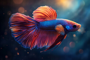 Captivating and colorful illustration of a vibrant siamese fighting fish in aquatic environment