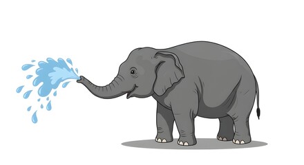 Fototapeta premium Elephant spraying water with trunk