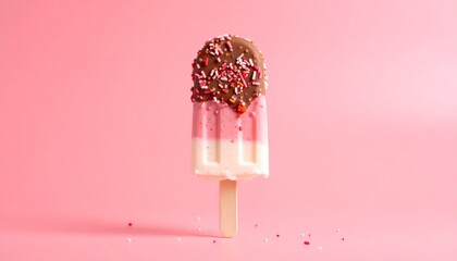 Fab Ice Lolly - A nostalgic British frozen treat for kids, with layers of strawberry and vanilla ice, topped with chocolate and colorful sugar sprinkles. A summer favorite since the 1960s.
