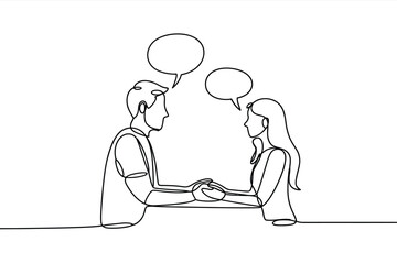 Couple holding hands one line drawing illustration