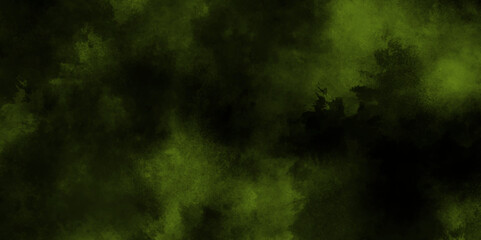 Dark green textured background, panoramic green abstract texture with subtle patterns, green foggy forest scene with light filtering through, green powder dust smoke on a black background.