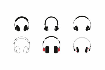 Premium Black Headphone Outline Vectors for Graphic Designers and Artists