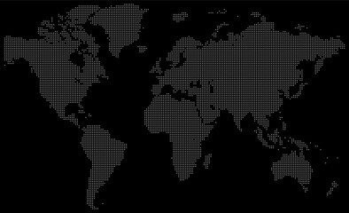 Obraz premium Geographic infographic with a detailed dotted world map on black colour background