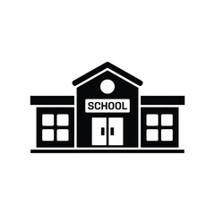 Simple black school building icon illustration