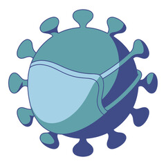 Virus wearing a face mask for protection against illness