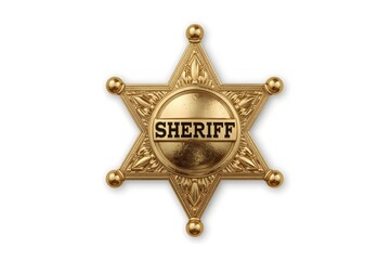 Gold sheriff's star badge, detailed